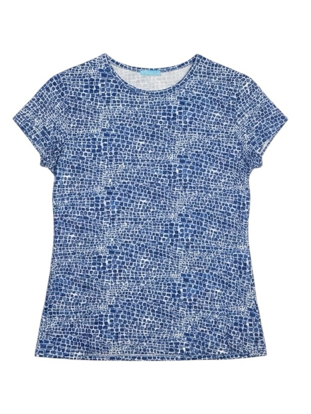 J. McLaughlin Blue Mosaic Cobblestone Catalina Cloth Short Sleeve Tee Size Large